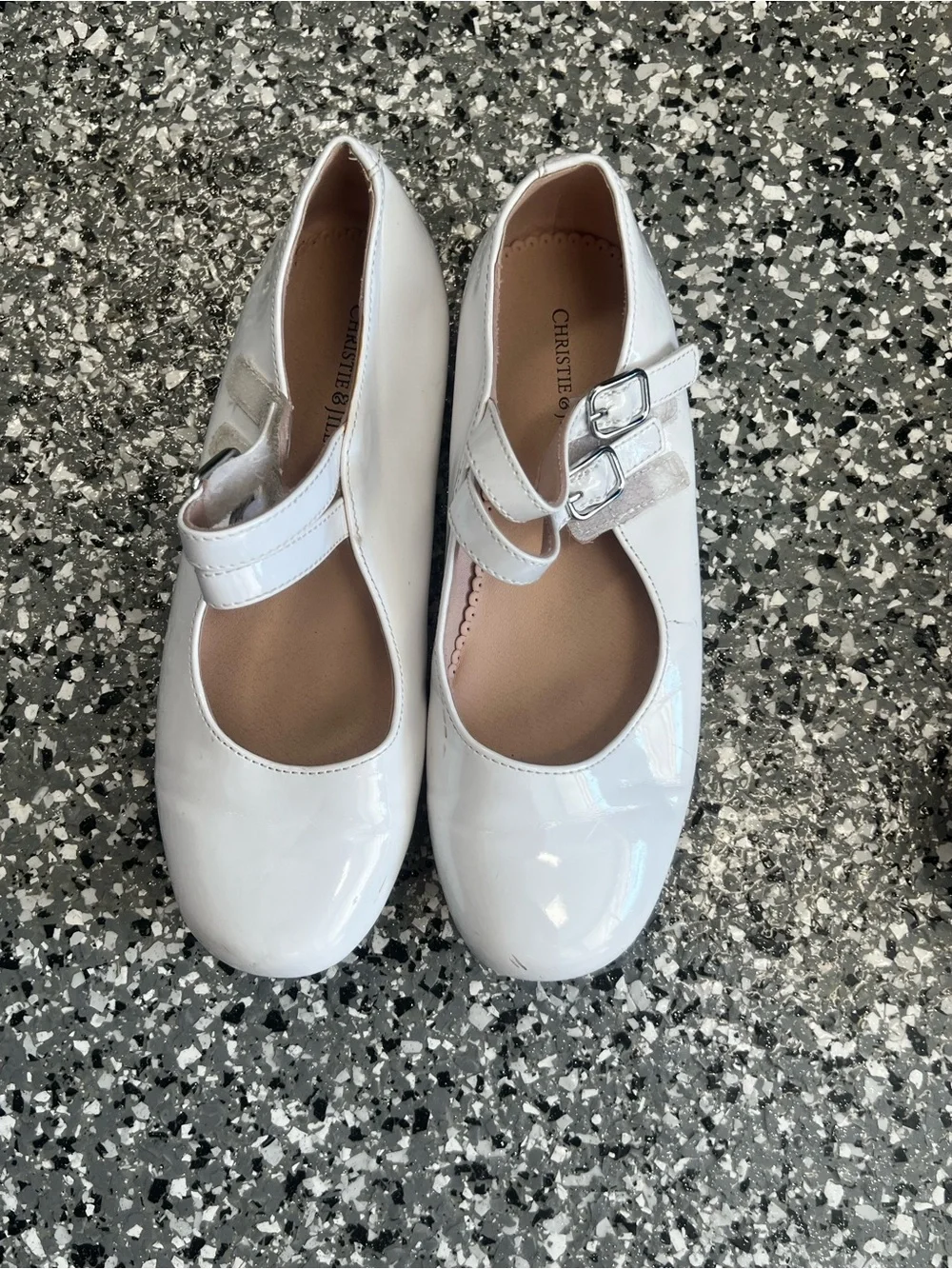🤍 🖤 2 Pairs Christie & Jill Girls Patent Leather Mary Jane Dress Shoes - Size 4